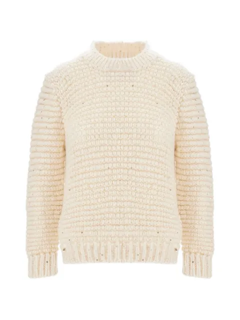Herno sequin-embellished corncob-stitch sweater Neutrals MG00050DR70335