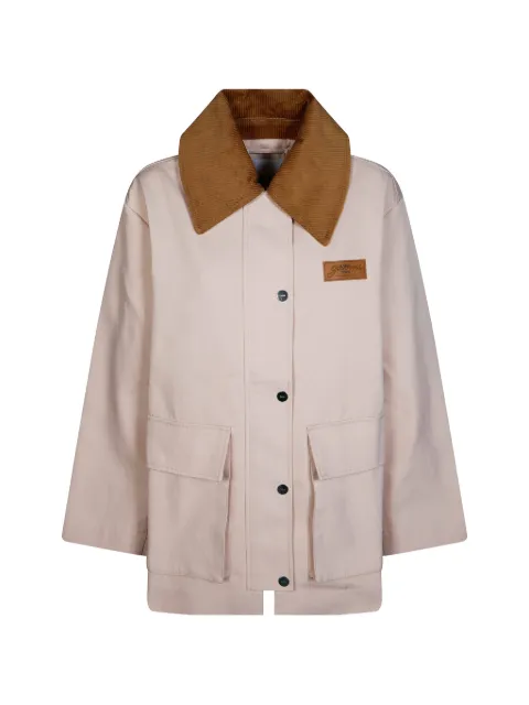 GANNI corduroy-collar twill jacket Neutrals A1010