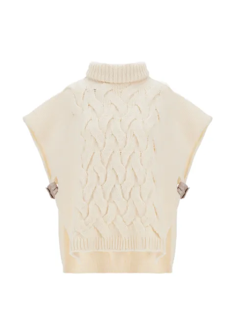 Herno Resort cable-knit turtleneck cape White ML00024DR70022