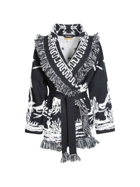 Alanui Canyon Spirit fringed cardigan Black LWHB064E26KNI0051004