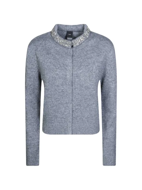 PINKO crystal-embellished wool-blend cardigan Grey 107275A3GI