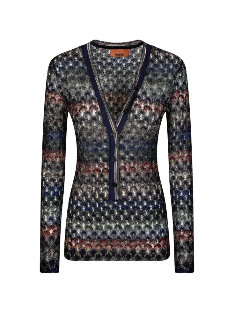Missoni crochet-knit V-neck cardigan Blue DS26WN0UBR015P