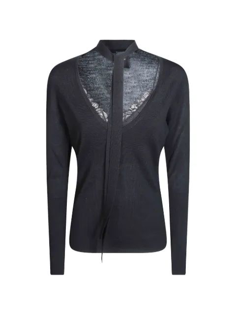 PINKO lace-trim tie-neck sweater Black 107775A3O1