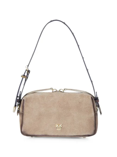 PINKO Trittico suede snakeskin-print shoulder bag Neutrals 106967A3DB