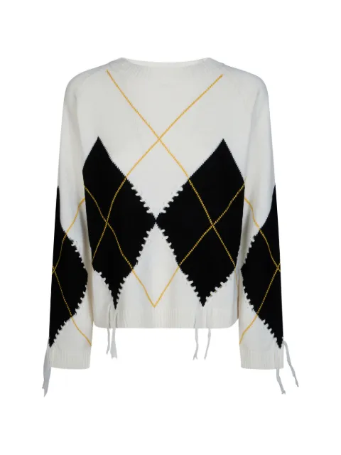 PINKO argyle-knit distressed sweater White 107377A3JE