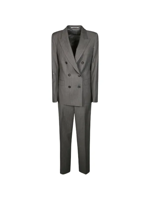 Tagliatore Cutter sequin-embellished pinstripe suit Grey TPARIGI10BAD080019T1