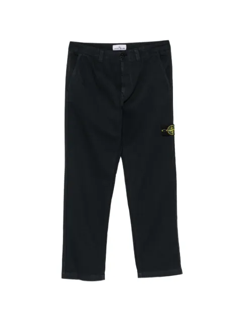 Stone Island logo-patch straight-leg trousers Black L2S153100052S0456