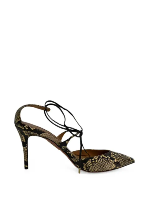 Aquazzura snakeskin-effect self-tie pumps Black RFCPUGBSH757335W