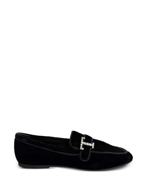 Tod's Vintage crystal-embellished velvet loafers Black RFCPUGBSH757348W