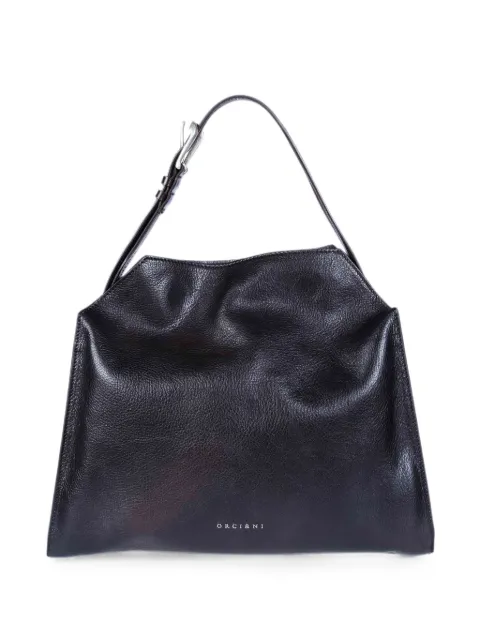 Orciani Trinity M Lagoon grained leather shoulder bag Brown B02231LGN