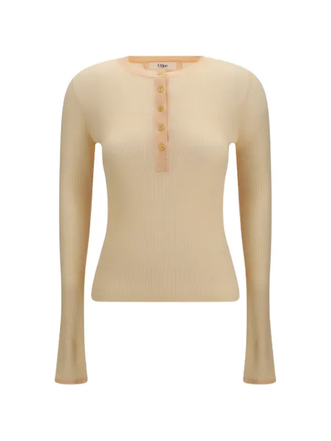 Chloé ribbed-knit long-sleeve top Neutrals CH26AMP19560