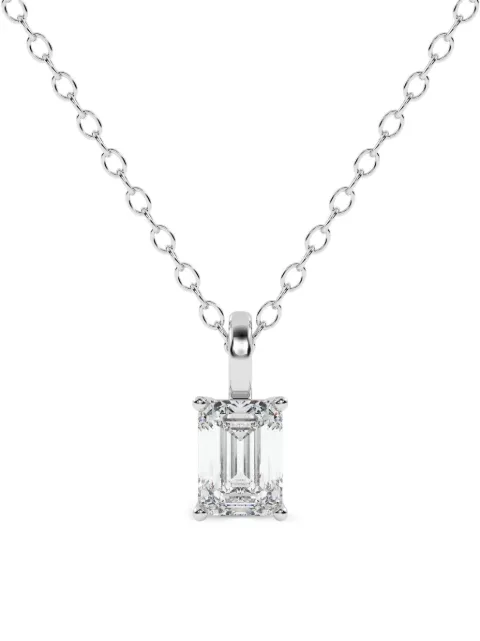 Diamond Essentials lab-grown emerald-cut diamond necklace Silver LGPDEM80528050CSB14W