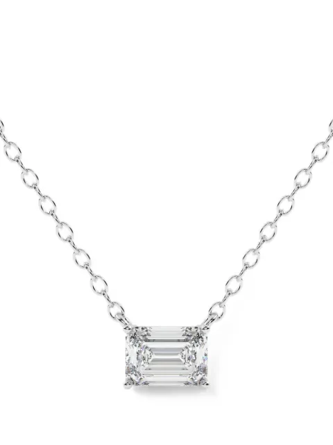 Diamond Essentials lab-grown diamond emerald-cut necklace Silver LGPDEM80527050FLT14W