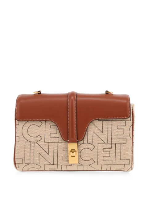 Celine Pre-Owned 2020's Soft 16 Teen logo-print shoulder bag Neutrals 432452