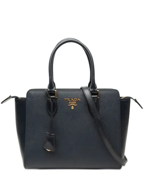 Prada Pre-Owned 2013-2026 Soft Calf Trimmed Saffiano Lux Open Convertible Tote satchel Black 9FRDNMNMHQM2MI23