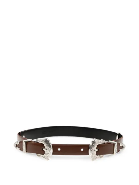 Toga engraved metal-plaque leather belt Black TOGBTAH96105RBWX00F