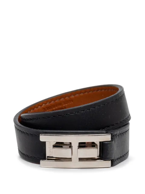 Hermès Pre-Owned 2016 Leather Drag Double Tour Wrap Bracelet T1 costume bracelet Black Q670QLYLN0BJ7UER