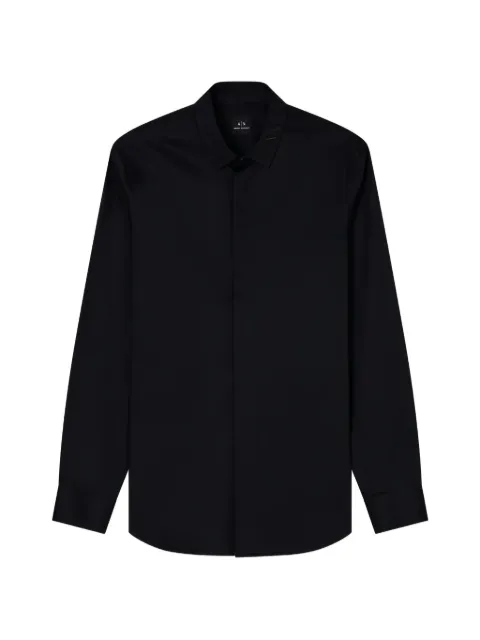 Armani Exchange logo-embroidered long-sleeve shirt Black XM001867AF10192