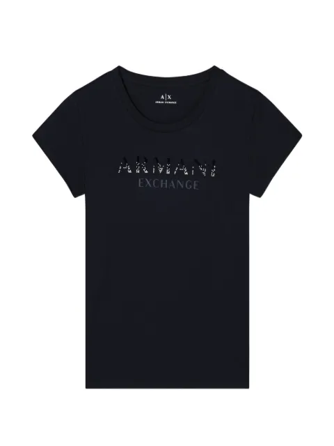 Armani Exchange rhinestone-embellished logo-print T-shirt Black XW001351AF17172