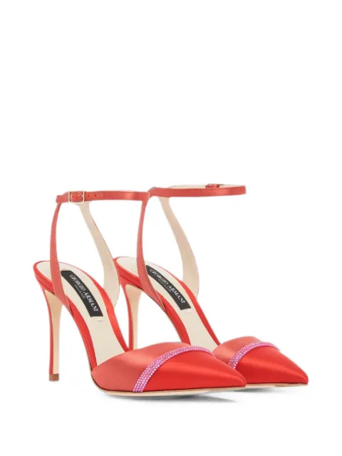Giorgio Armani Court crystal-embellished pointed-toe pumps Red GW003114AF22972