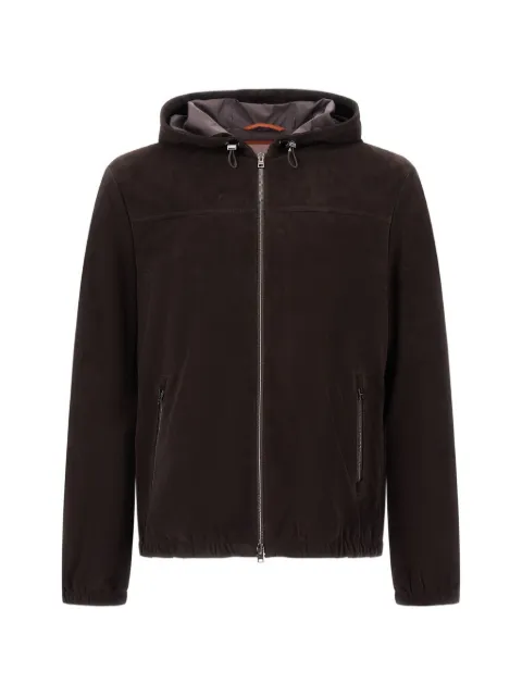 Herno Resort hooded suede-leather jacket Brown PL00032UR18151