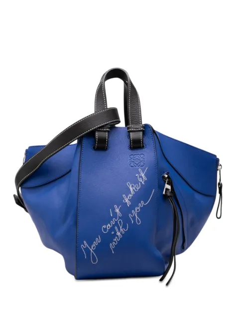 Loewe Pre-Owned 2010-2026 Small Bicolor Calfskin Can't Take It Hammock Bag satchel Blue 1VYQ3AVVYKZJAZ43