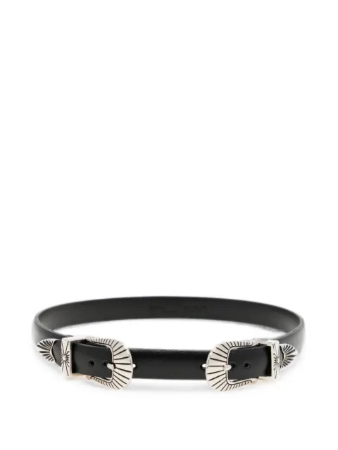 Toga double buckle leather bangle Black TOGJWAK93326RBKX00F
