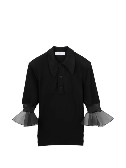 Toga tulle-trim polo shirt Black TOGPOJM23126RBKX036