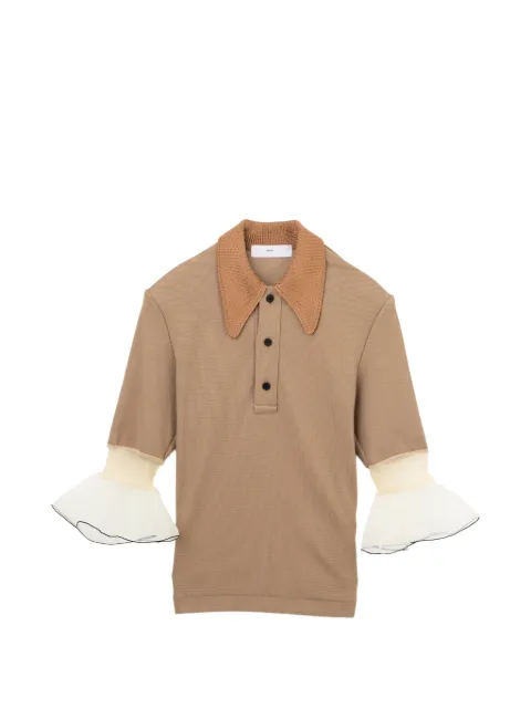 Toga ruffle-cuff polo top Brown TOGPOJM23103RBGX036