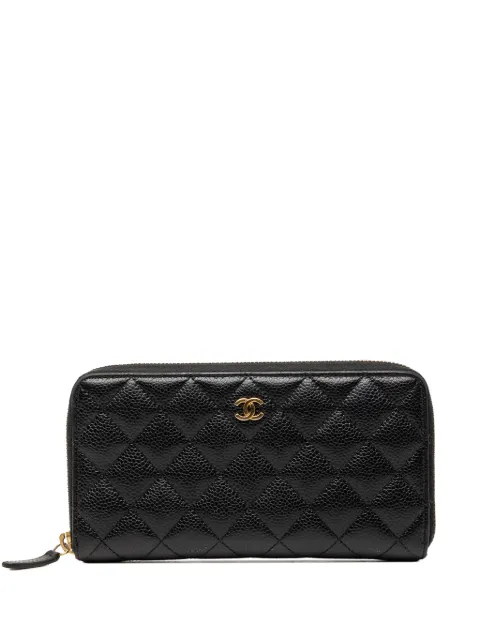 CHANEL Pre-Owned 2017-2018 CC Quilted Caviar Zip Around Wallet long wallets Black 1SY0PUP4KOSBKN67