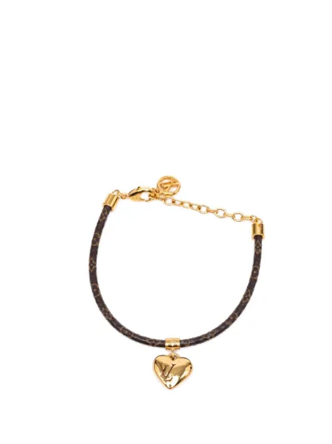 Louis Vuitton Pre-Owned 2000-2026 Monogram and Gold Plated Blooming Heart Charm Bracelet costume bracelet Brown L214ZS2LZF9SQLL3