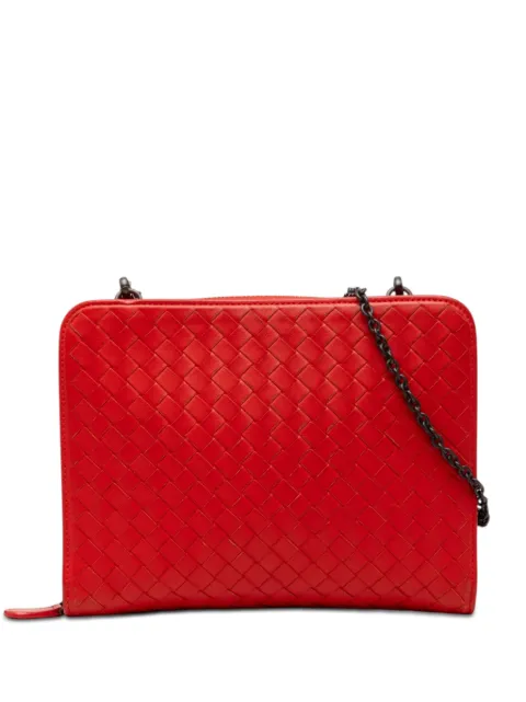 Bottega Veneta Pre-Owned 2012-2026 Nappa Intrecciato Wallet on Chain crossbody bag Red 73URLWV0ALP88E1S