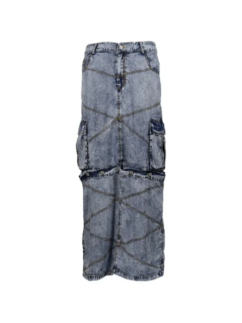 Yueqi Qi acid-wash convertible maxi skirt Blue GS038BLU