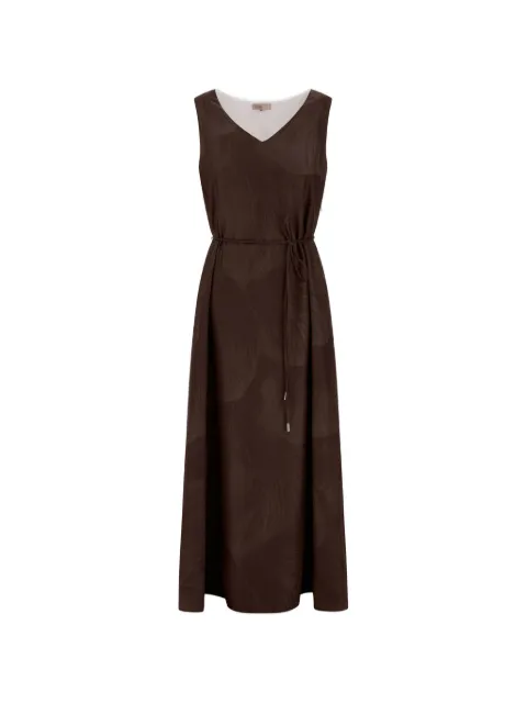 Herno floral-print silk midi dress Brown AB00025DR16019P