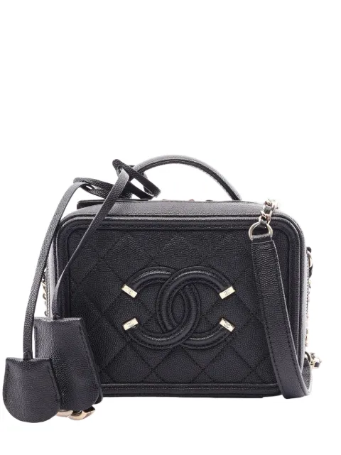 CHANEL Pre-Owned 2019 Small Caviar CC Filigree Case vanity bag Black ZEYTRVMGLSRQ1LEG