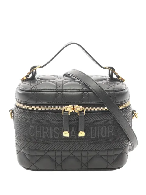 Christian Dior Pre-Owned 2010-2026 Small Lambskin Cannage DiorTravel Vanity Case satchel Black 5520E1NE4BKN2M9V