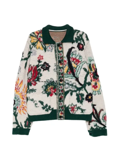 sacai wool jacquarded cardigan Neutrals 2604059M