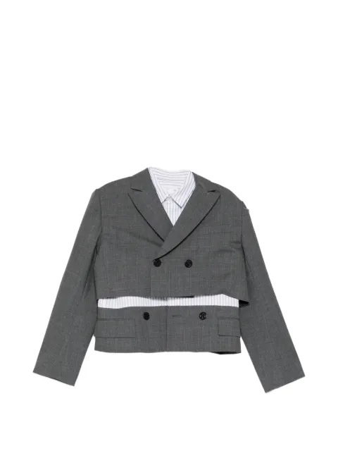sacai double-breasted layered blazer Grey 2608563
