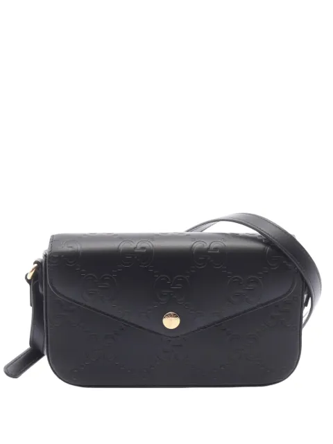 Gucci Pre-Owned 2000-2015 Super Mini GG Jumbo Embossed Leather Pochette crossbody bag Black ZTPQDTMWI2Z1S27D