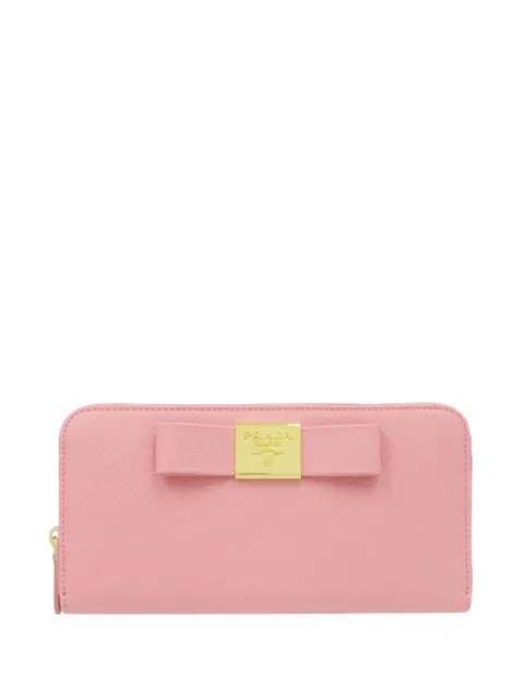 Prada Pre-Owned 2013-2026 Saffiano Fiocco Bow Wallet long wallets Pink 4VUW83CA9LZHZYWY