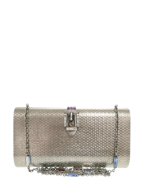 Gucci Pre-Owned 2016-2026 Brass Crystal Web Buckle Chain shoulder bag Silver 2MQCUOFSGFZ5Z70P