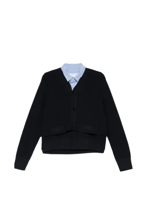 sacai layered-design V-neck cardigan Black 2608619