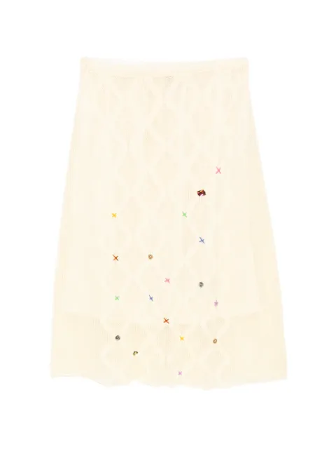 YANYAN KNITS Lattice midi skirt Neutrals YYW261391A