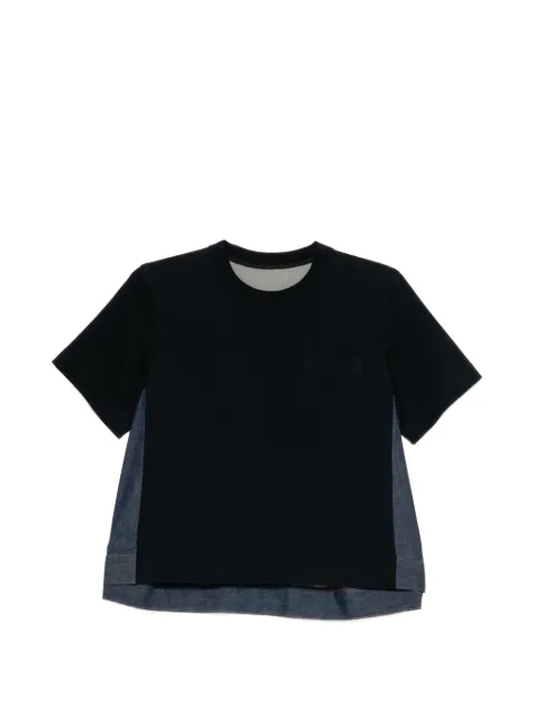 sacai denim x cotton T-shirt Blue 2608625