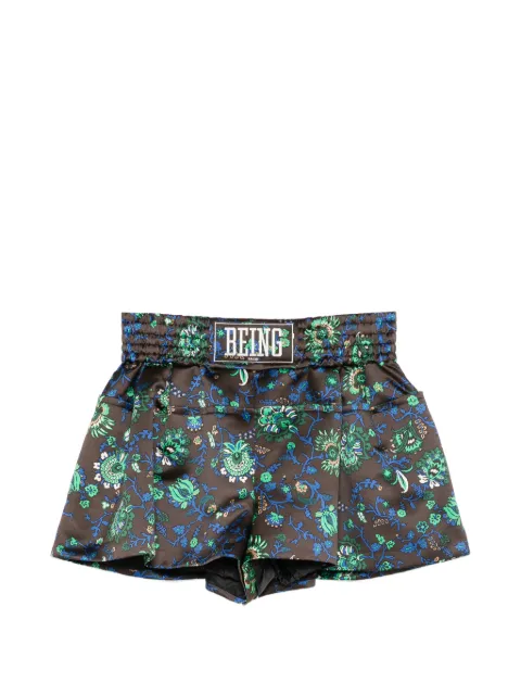 sacai floral-print satin-finish shorts Brown 2608605