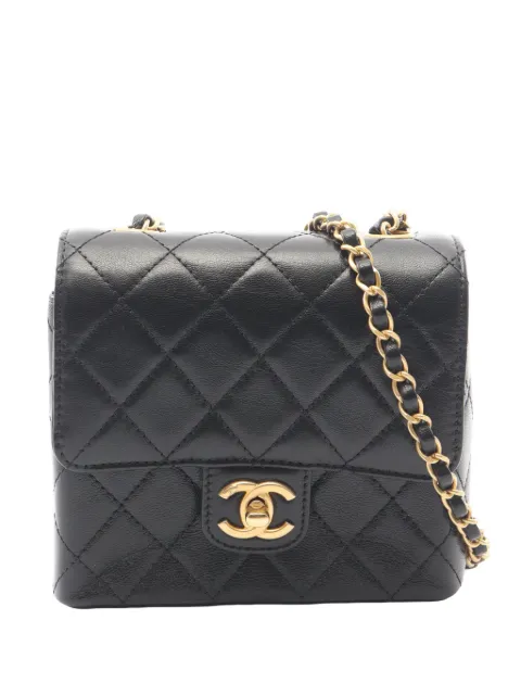 CHANEL Pre-Owned 2021-2026 Mini Square Classic Goatskin Single Flap crossbody bag Black L5UMB6VHI81DM692