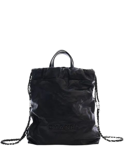 CHANEL Pre-Owned 2021-2026 Large Quilted Shiny Calfskin 22 backpack Black 5VOPYQ5MMFCC2T6E