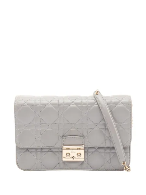 Christian Dior Pre-Owned 2011-2016 Lambskin Cannage Miss Dior Promenade Wallet on Chain crossbody bag Grey IOZ295NOO1EJMF5M