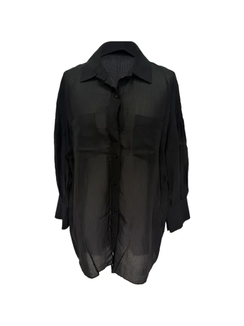 ANINE BING textured button-down shirt Black RFCPUGBCL757309W