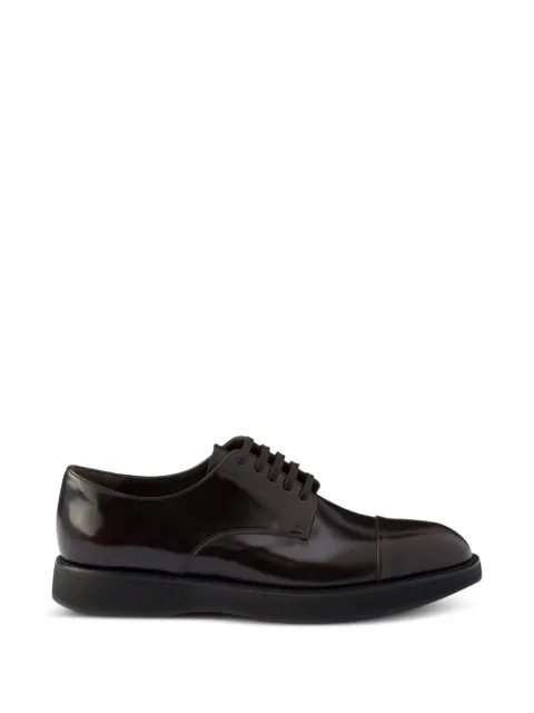Prada brushed leather lace-up shoes Brown 2EC141FG000055